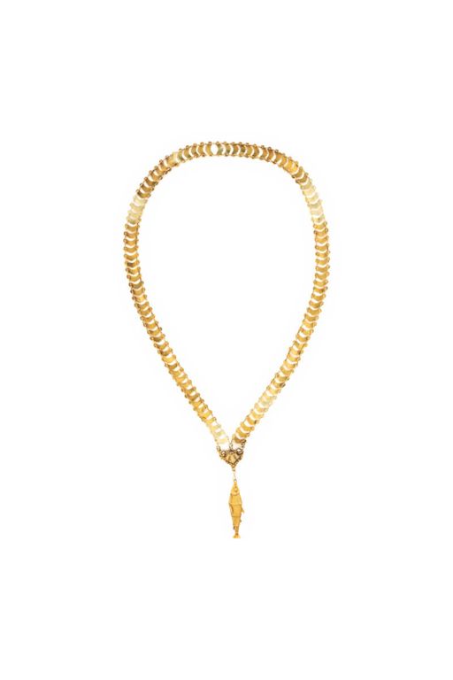 14k Yellow Gold Articulated Fish Pendant Necklace