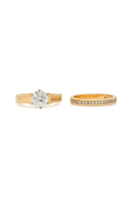 Two 14k Yellow Gold Diamond Rings