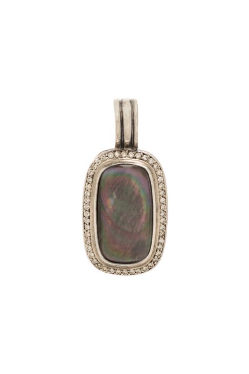 Silver Mother of Pearl and Diamond Pendant