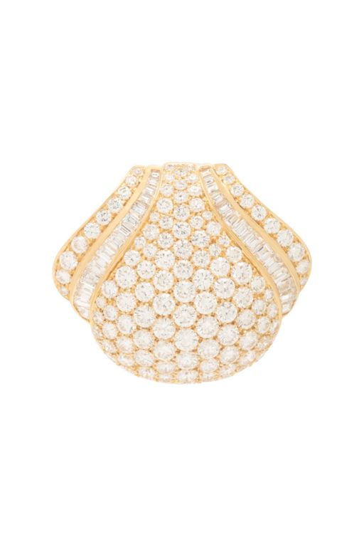 18k Yellow Gold Diamond Shell Slide Pendant