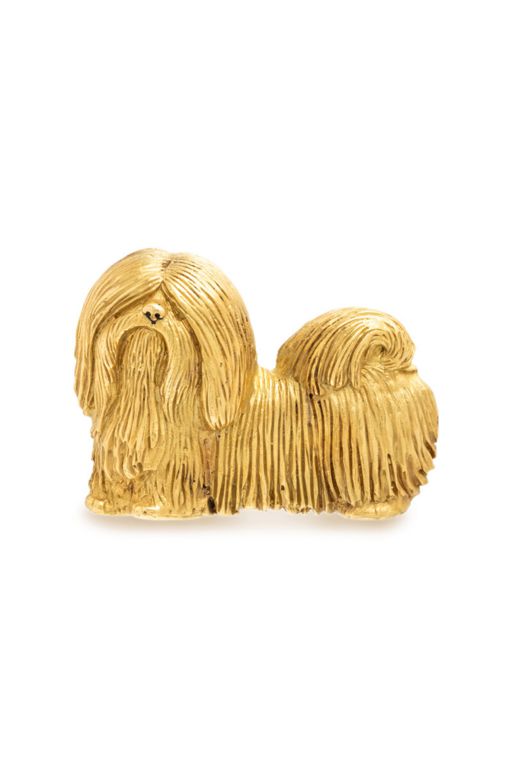 18k and 14k Yellow Gold Shih Tzu Dog Brooch
