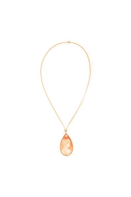 14k Yellow Gold Cameo Pendant Necklace