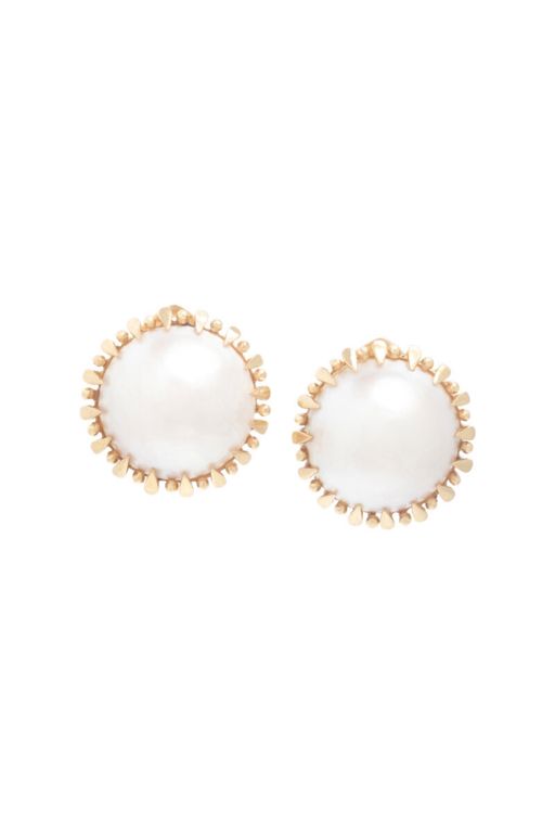 14k Yellow Gold Pearl Earrings