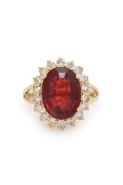 14k White Gold Tourmaline and Diamond Ring