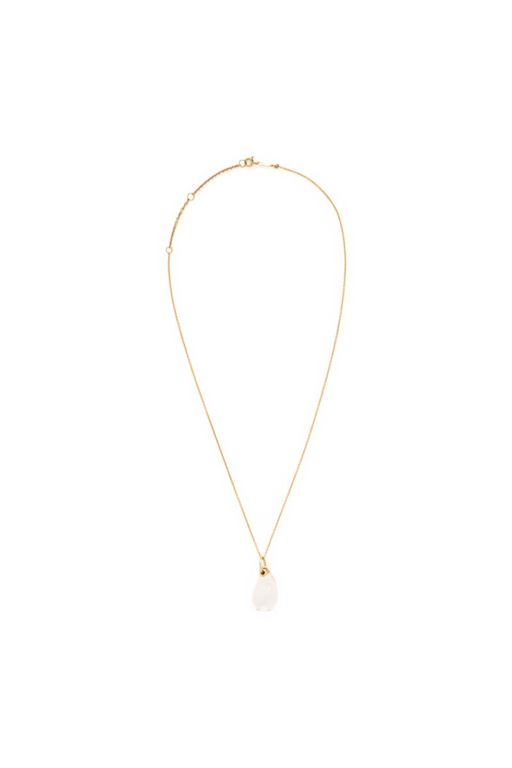 18k Yellow Gold Rock Crystal Pendant Necklace