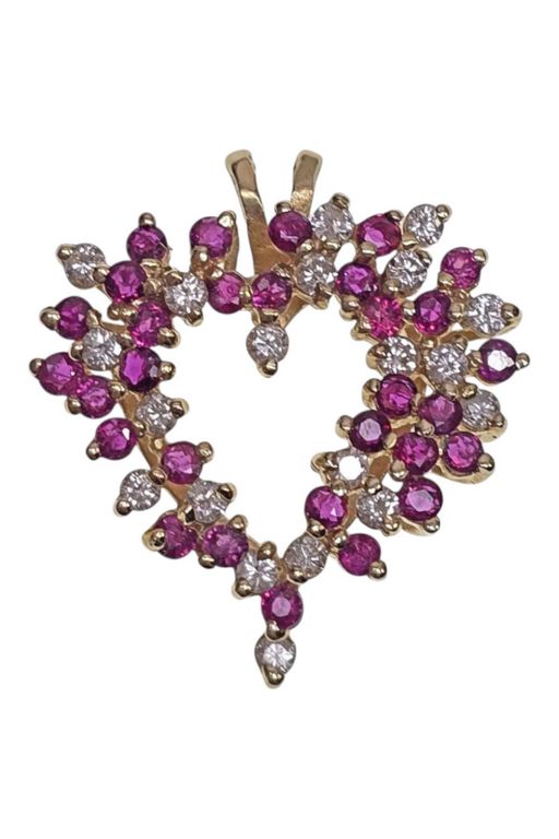 14k Gold Diamond and Ruby Pendant
