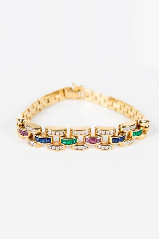 18k Gold Multi-Gem Bracelet