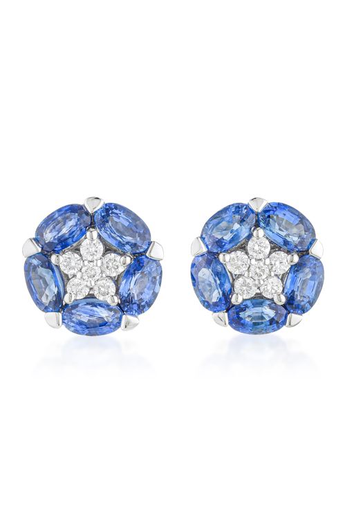Pair of 18k Gold Sapphire and Diamond Earrings