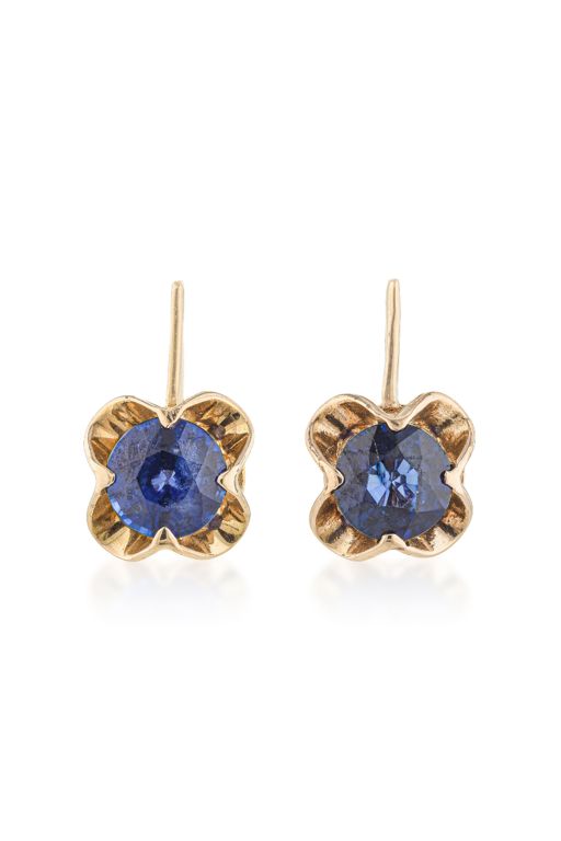 Pair of 14k Gold Tanzanite Earrings
