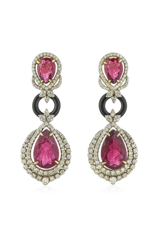 Silver and 14k Gold Multi-Gem Earrings