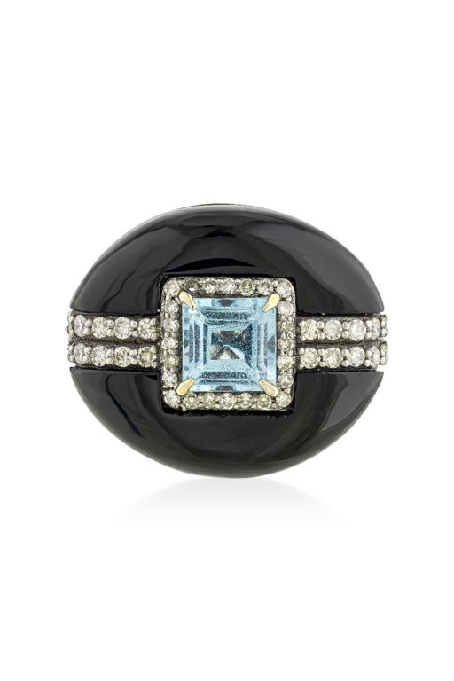 Silver and 14k Gold Multi-Gem Ring