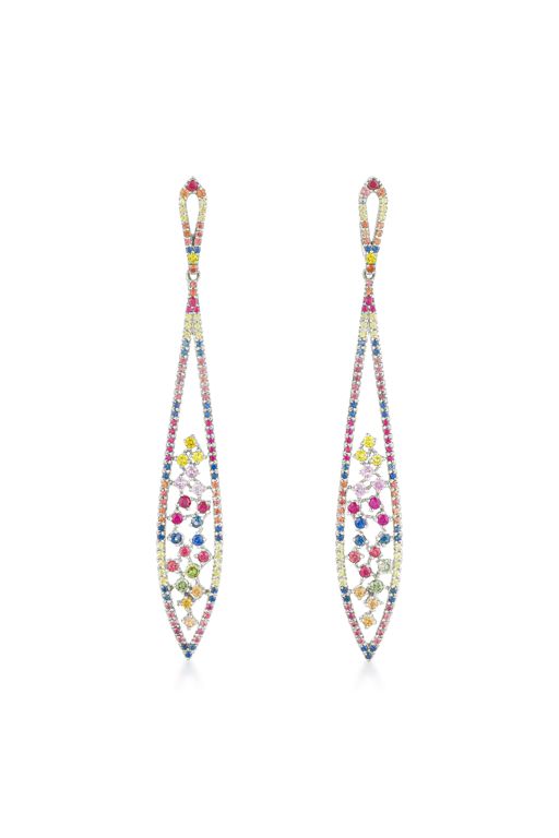 Pair of 14k Gold Stone and Diamond Earrings