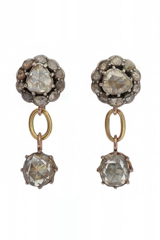 Pair of Gold Diamond Earrings