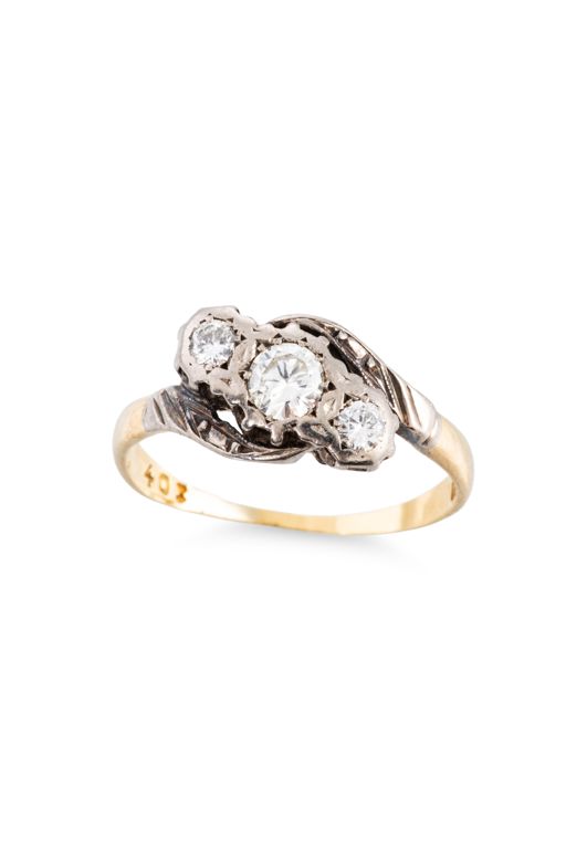 18k Gold Diamond Three-Stone Ring