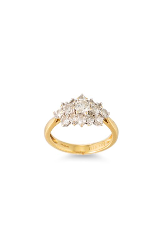 18k Yellow Gold Diamond Cluster Ring