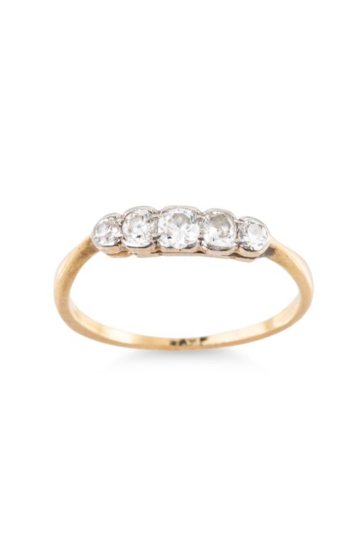 18k Yellow Gold Diamond Five-Stone Ring