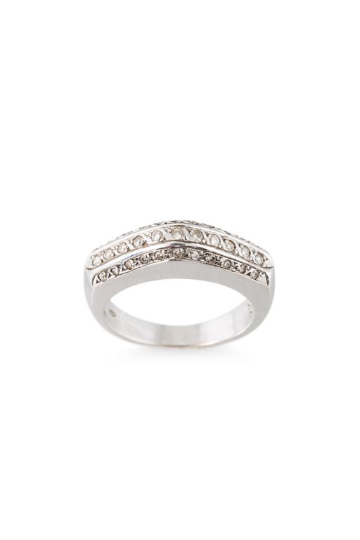 18k White Gold Diamond Half Hoop Ring