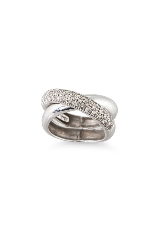 18k White Gold Diamond Crossover Ring