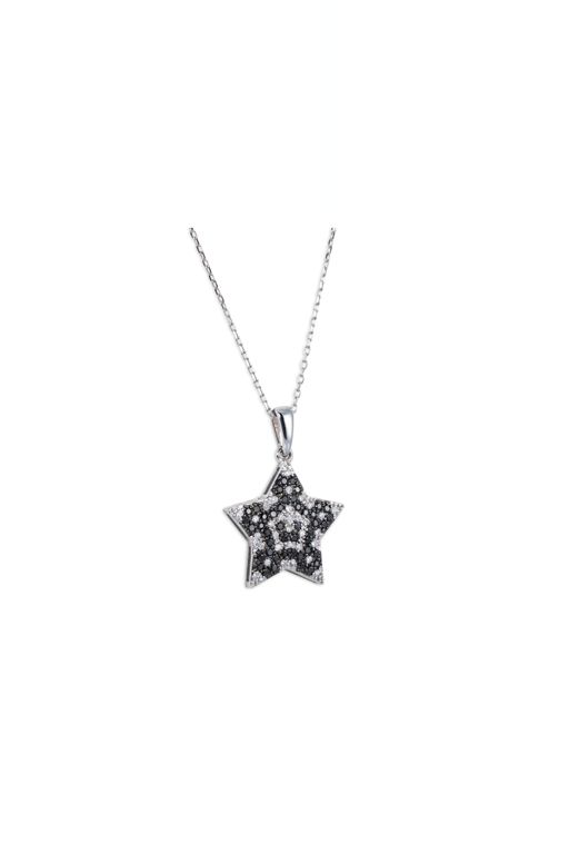 14k White Gold Diamond Star Pendant Necklace