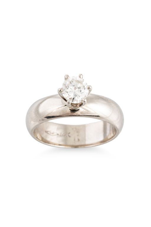14k White Gold Diamond Solitaire Ring