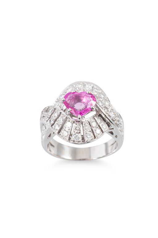 18k White Gold Sapphire and Diamond Cluster Ring