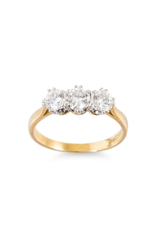 18k Yellow Gold Diamond Three-Stone Ring