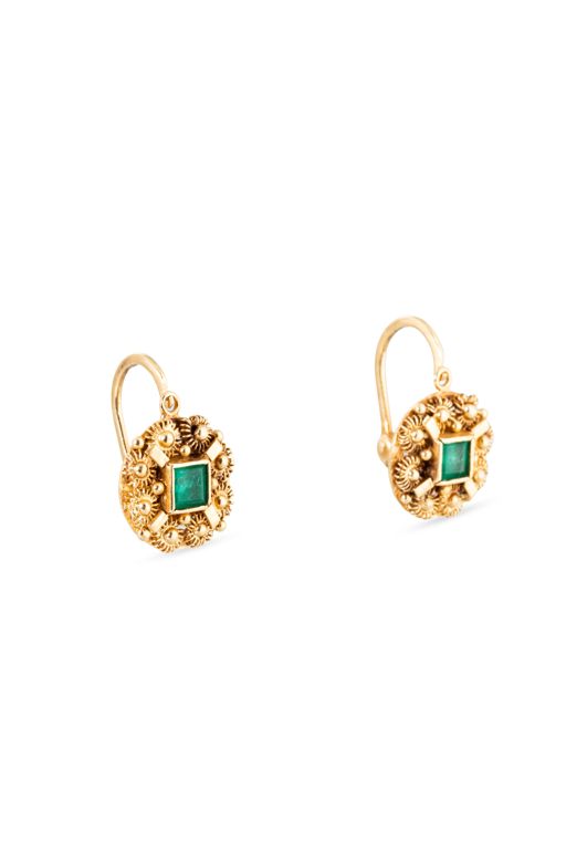14k Yellow Gold Emerald Drop Earrings