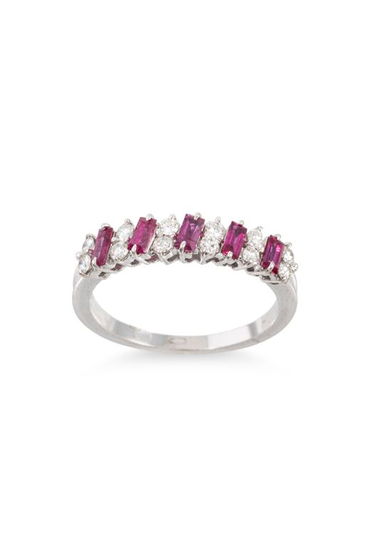 18k White Gold Ruby and Diamond Half Eternity Ring