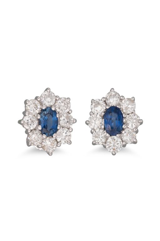 14k White Gold Sapphire and Diamond Earrings