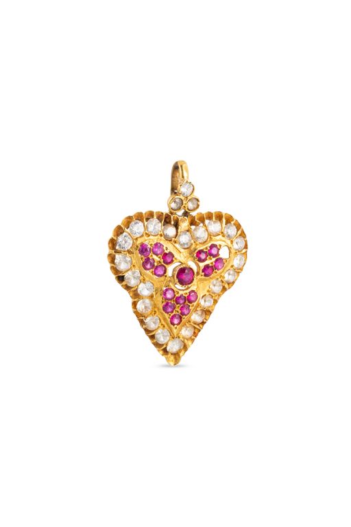22k Yellow Gold Multi-Gem Heart Pendant