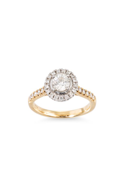 18k Yellow Gold Diamond Halo Ring