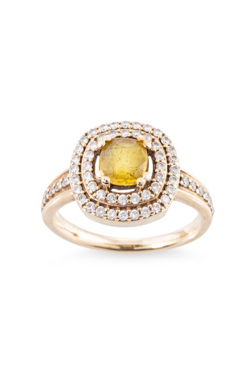 9k Yellow Gold Sapphire and Diamond Ring