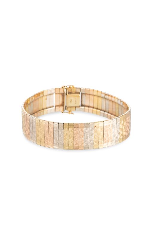 18k Yellow, White and Rose Gold Link Bracelet