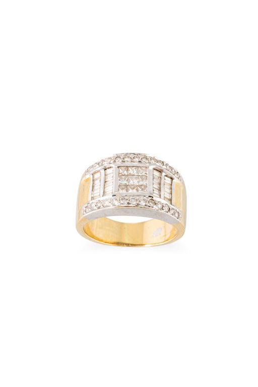 18k Yellow and White Gold Diamond Ring