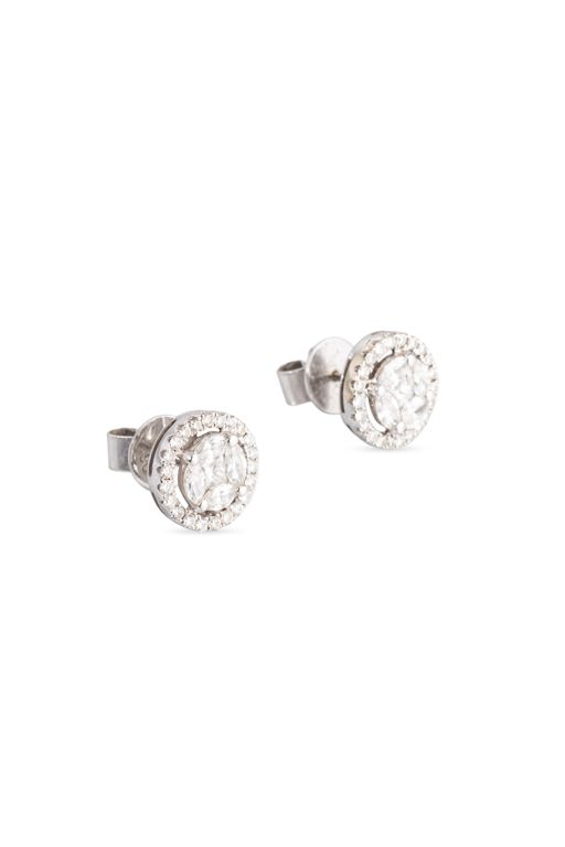 18k White Gold Diamond Cluster Stud Earrings
