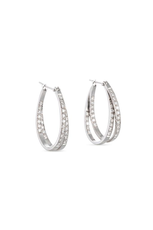18k White Gold Diamond Hoop Earrings