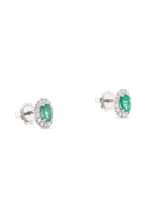 18k White Gold Emerald and Diamond Earrings