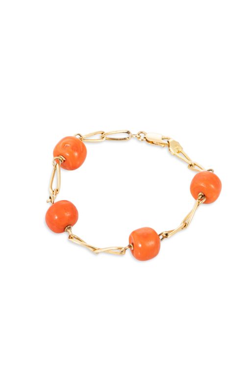 18k Yellow Gold Coral Chain Bracelet