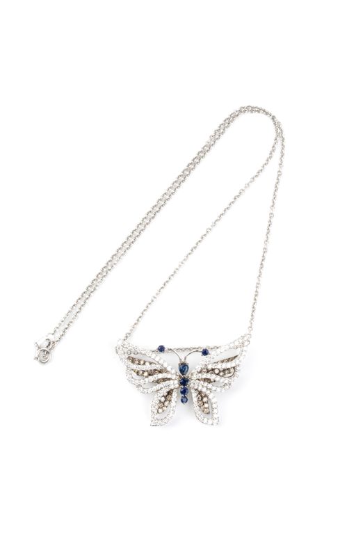 18k Gold Sapphire and Diamond Pendant Necklace