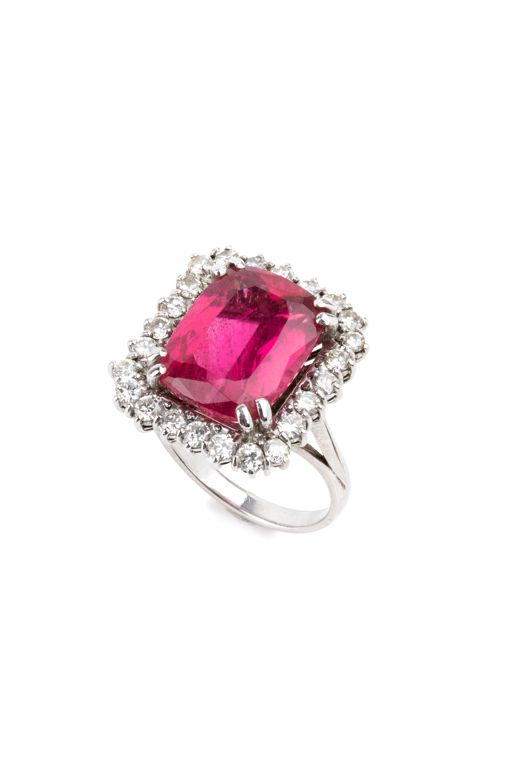 Gold Tourmaline and Diamond Ring