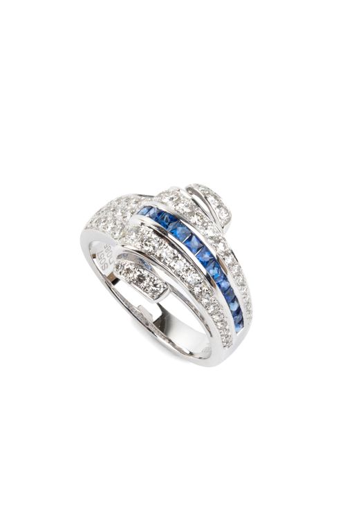 Platinum Sapphire and Diamond Ring