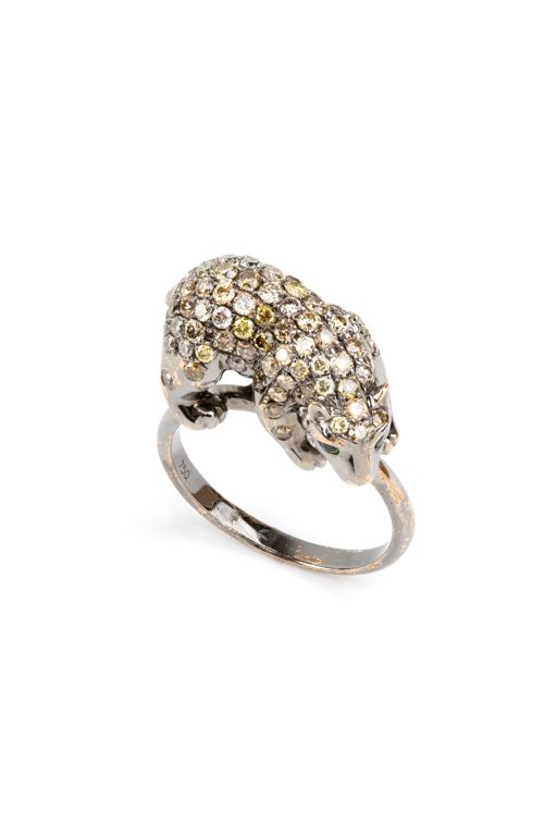 18k Gold Diamond and Tsavorite Ring
