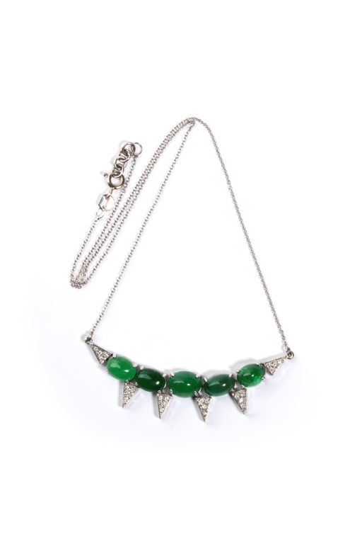 18k Gold Emerald and Diamond Necklace