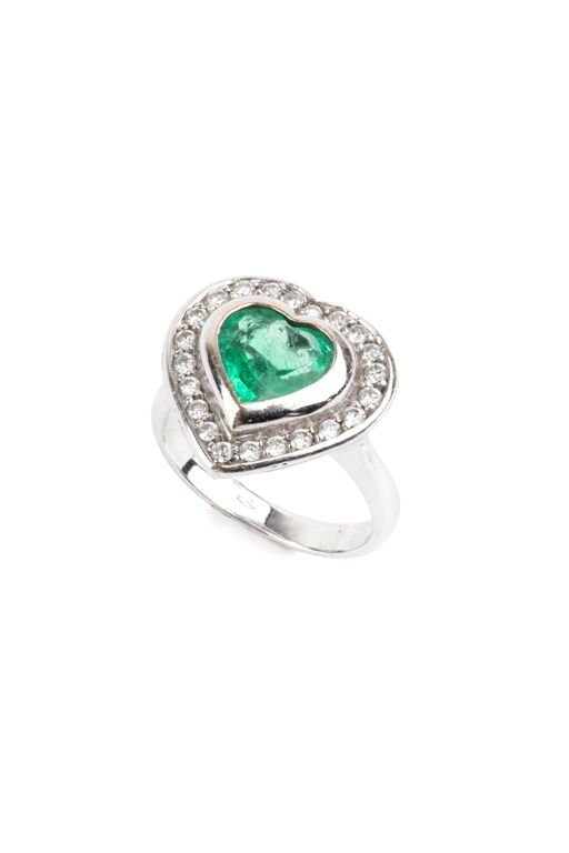 18k Gold Emerald and Diamond Ring