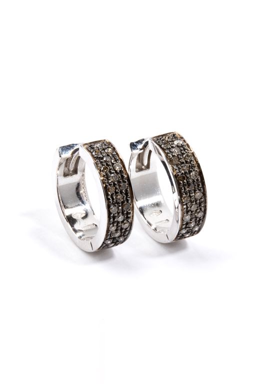 Pair of 18k Gold Diamond Hoop Earrings
