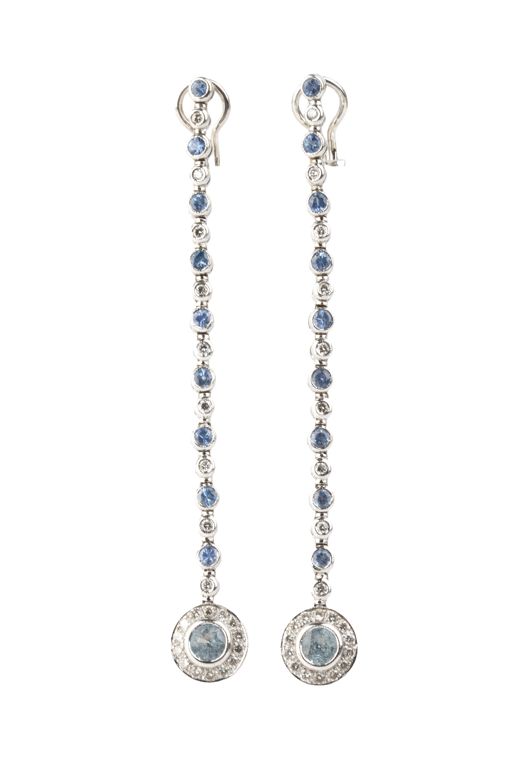 Pair of 18k Gold Topaz and Diamond Earrings