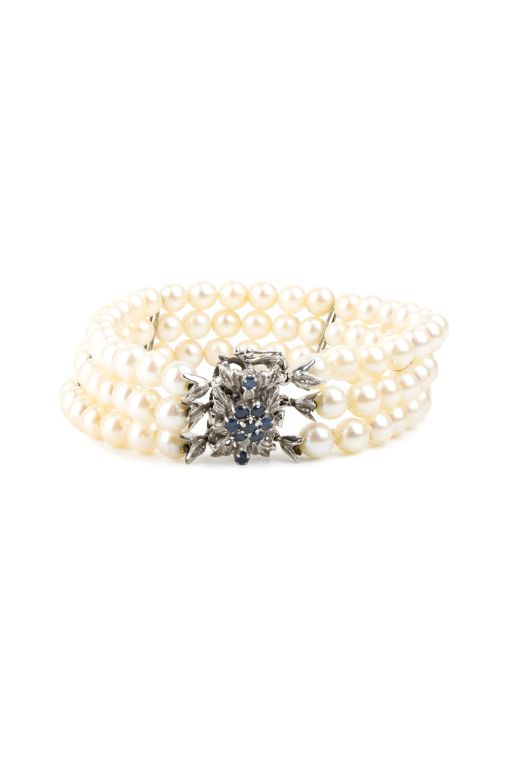 Gold Pearl and Sapphire Bracelet