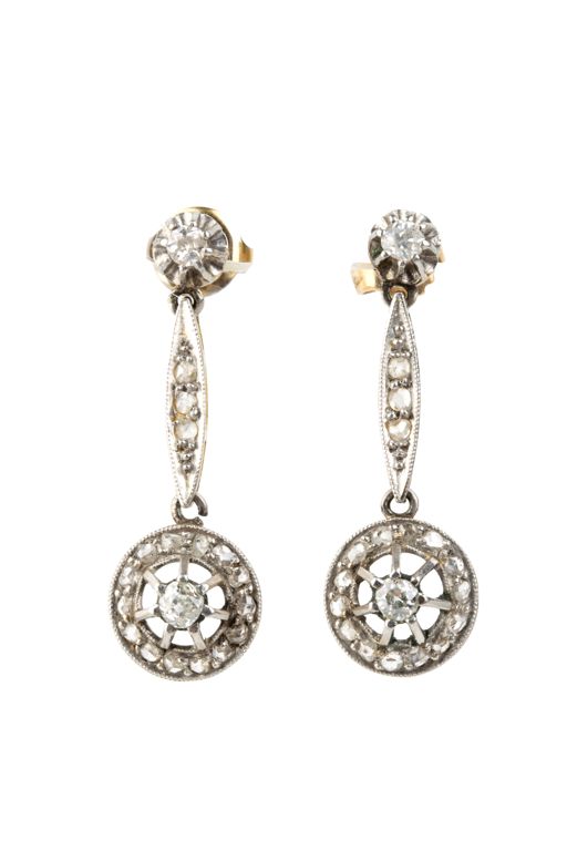 Pair of 18k Gold Diamond Earrings