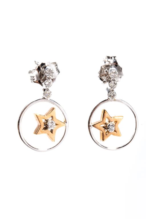 Pair of 18k Gold Diamond Earrings