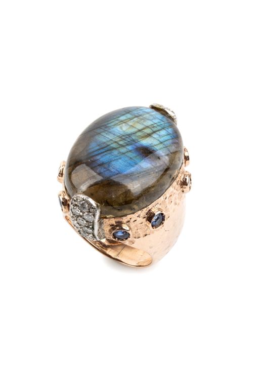 9k Gold Labradorite and Diamond Ring